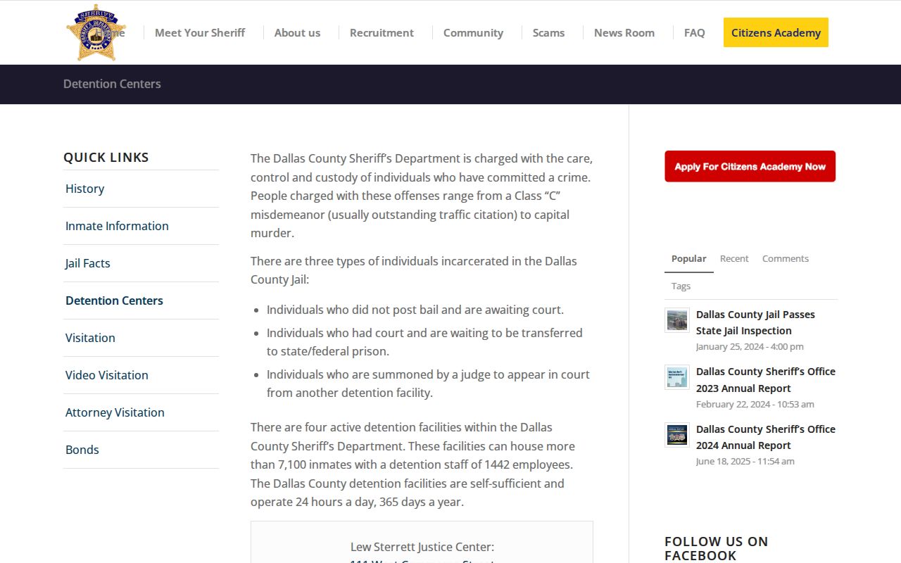 Dallas County arrest booking detention center information