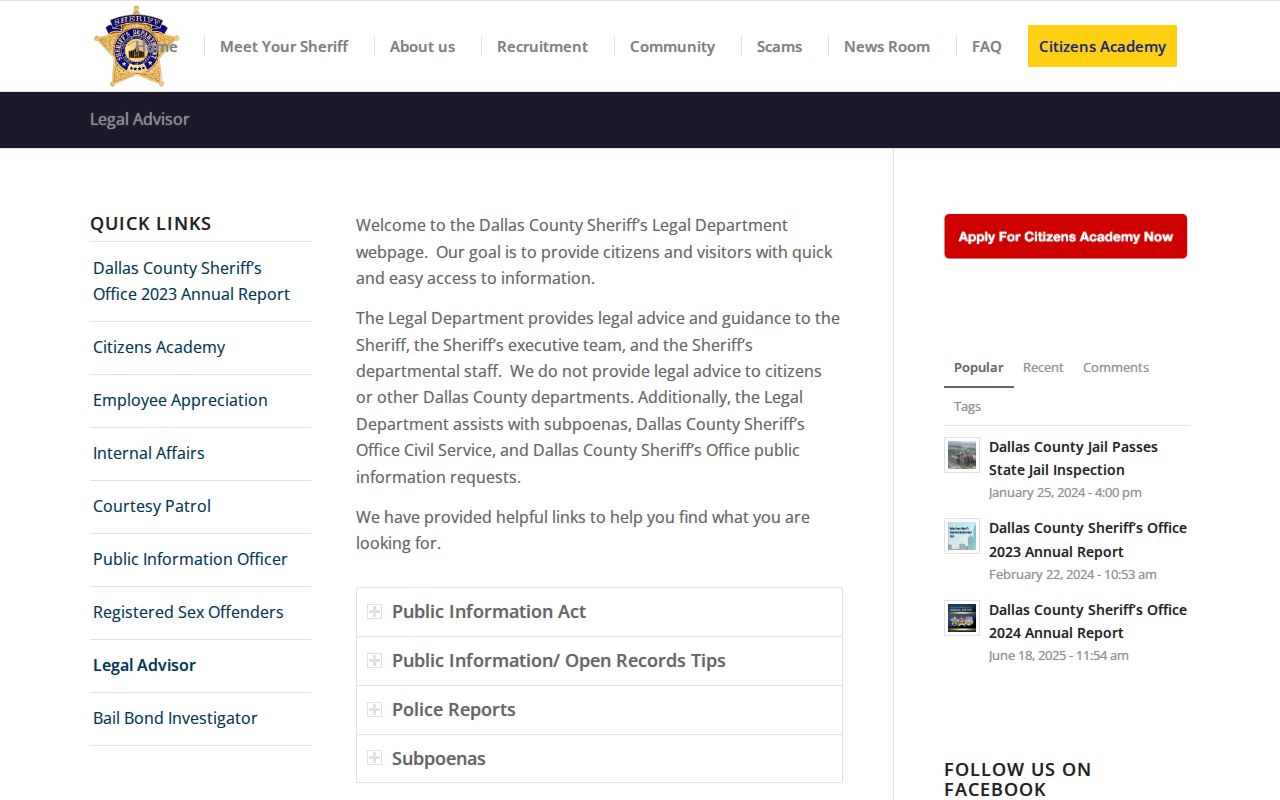 Dallas County Sheriff arrest report public records guidance