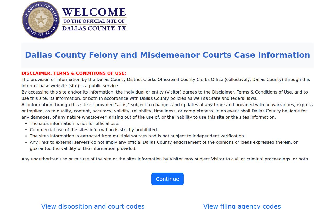 Dallas County criminal history name and case search