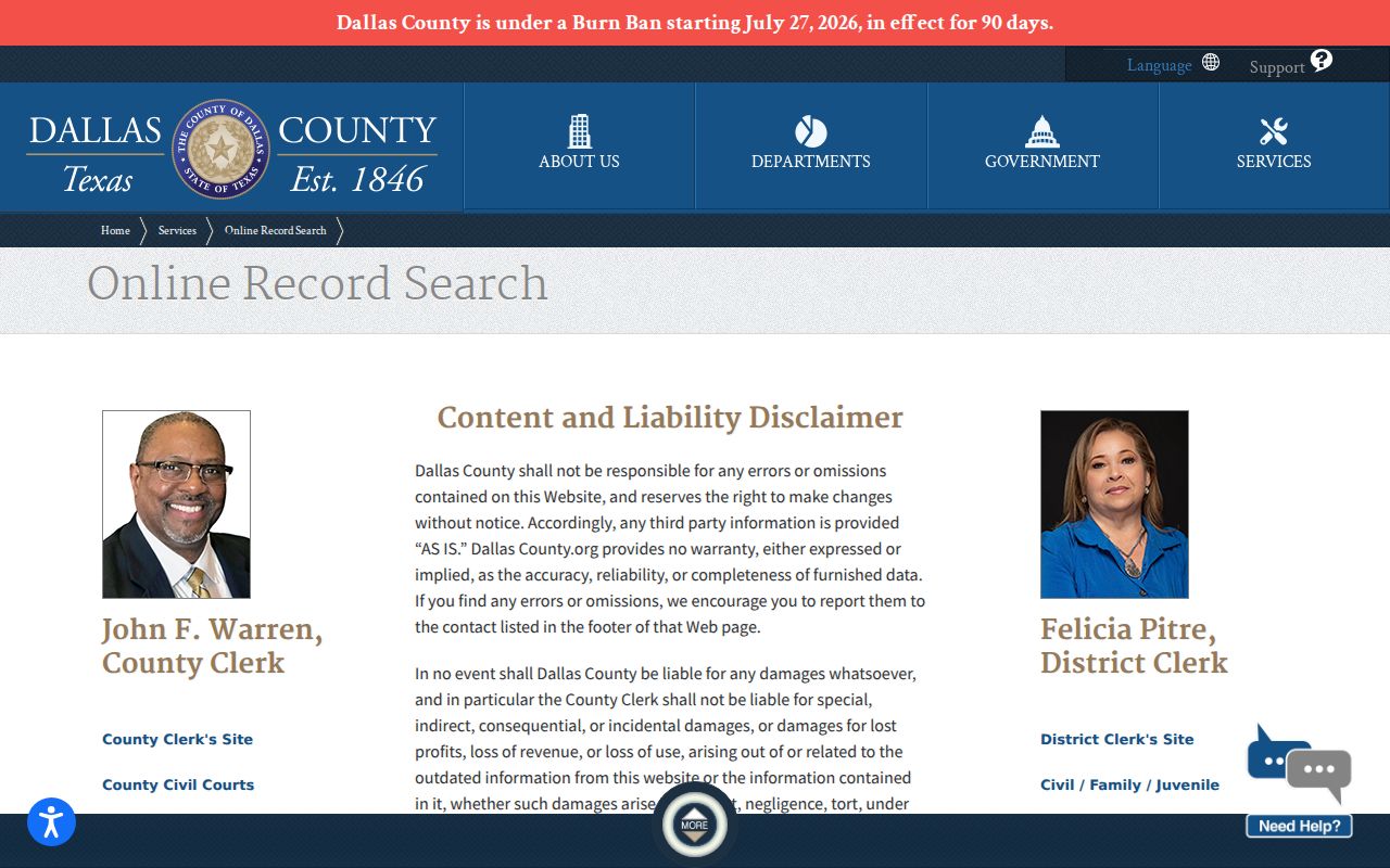 Dallas County criminal records search hub