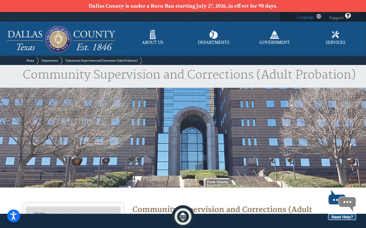 Dallas County CSCD probation criminal record information