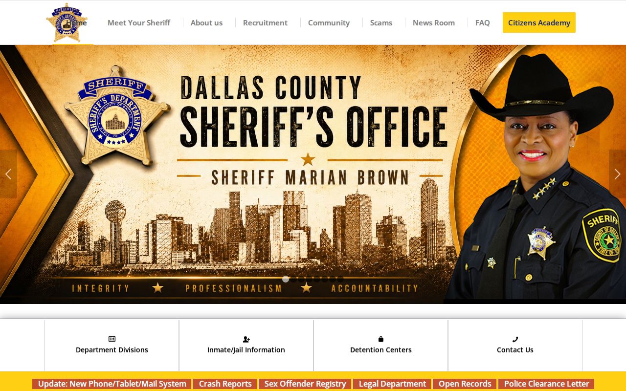 Dallas County Sheriff's Office criminal and booking records page