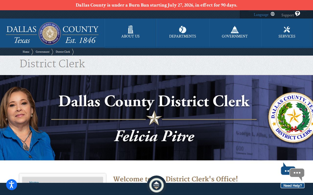 Dallas County District Clerk felony criminal records access