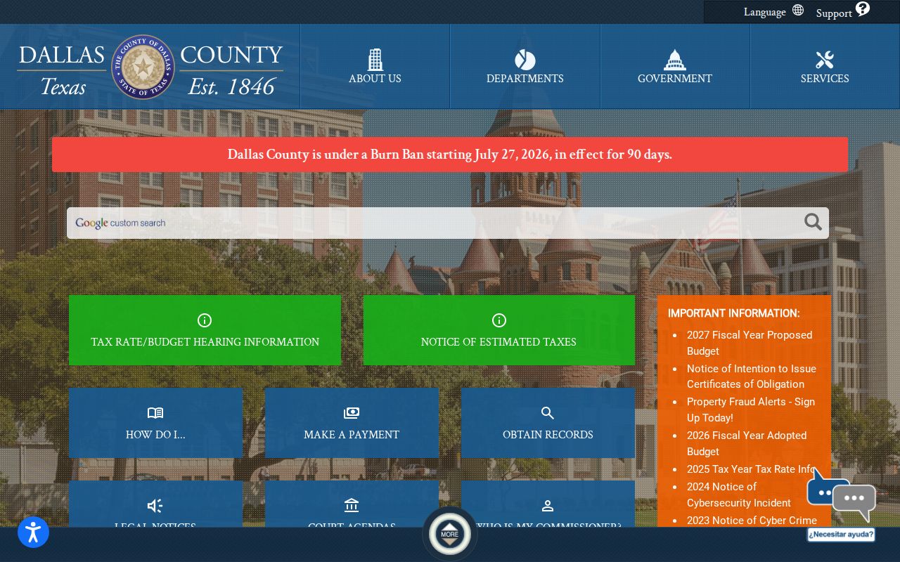 Dallas County criminal history government home page