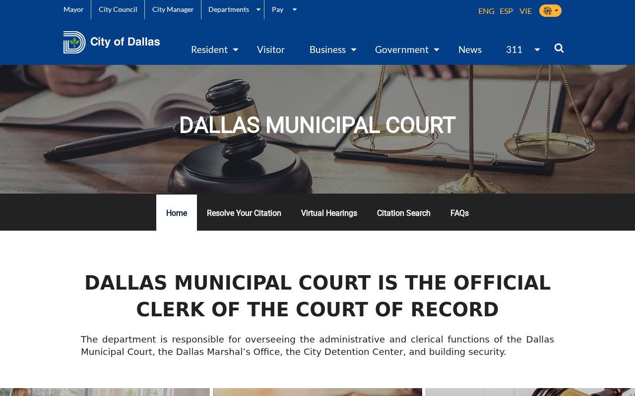 Dallas Court and Detention Services municipal court page