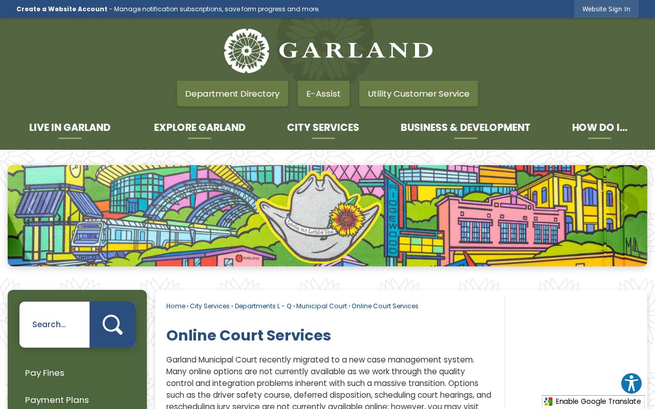Garland criminal history online court services migration notice